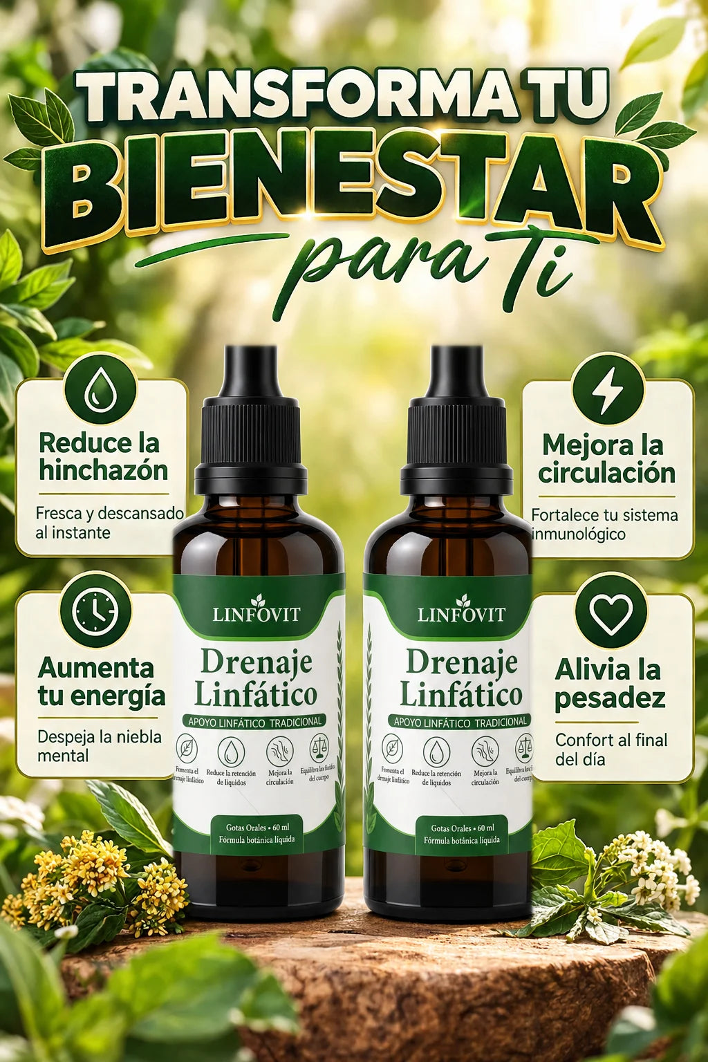Transforma tu bienestar: reduce la hinchazón, mejora la circulación, aumenta tu energía, alivia la pesadez